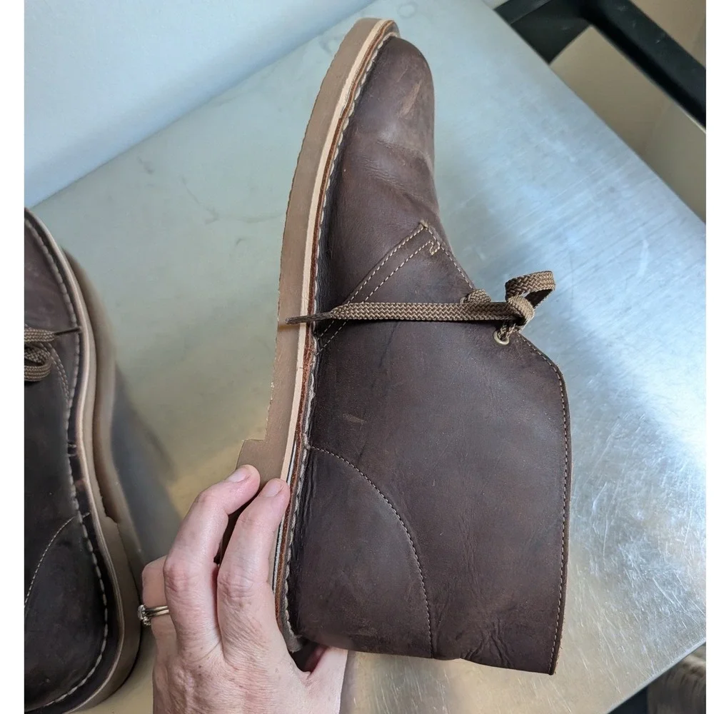 Clarks Mens Chukka Desert Boots Dark Brown Beeswax Leather Size 11